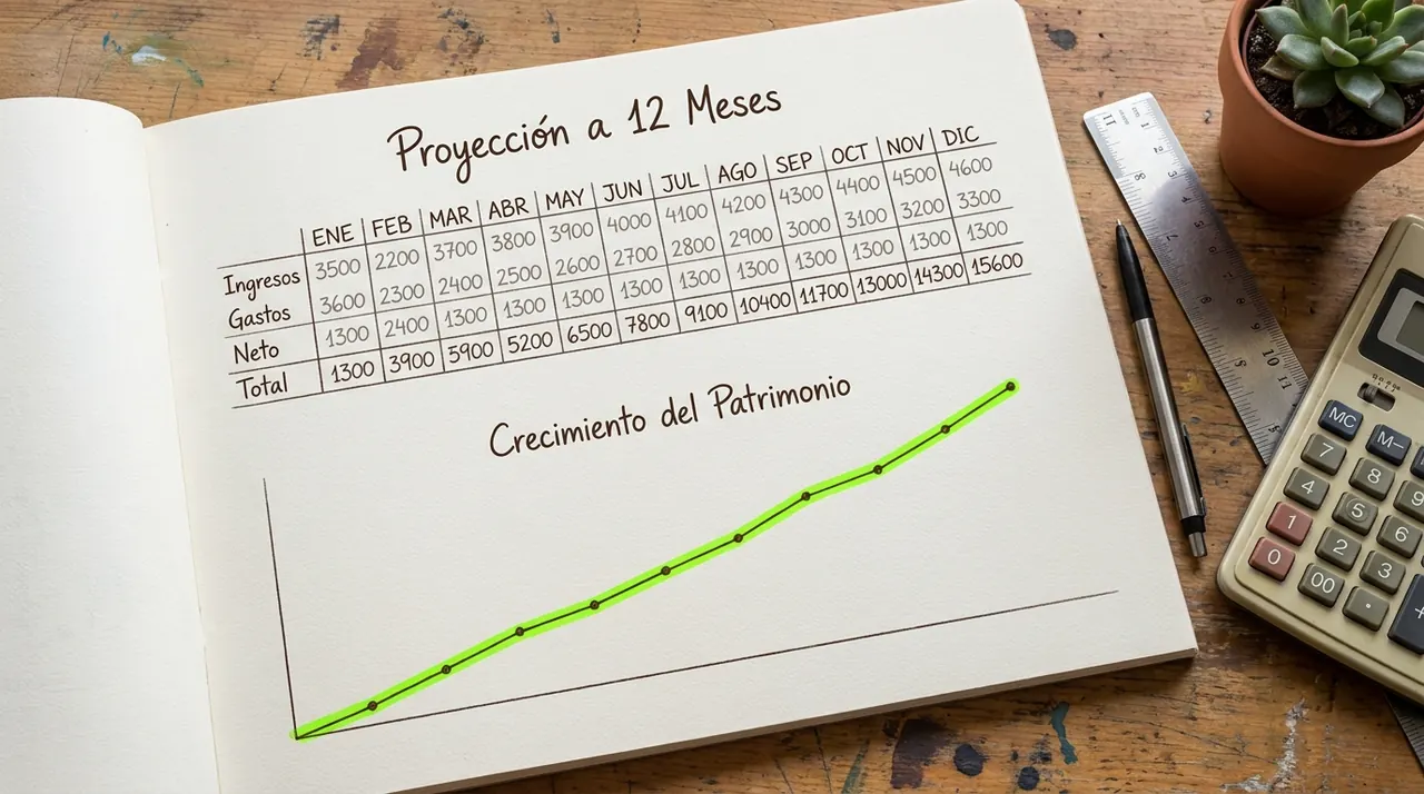 Cuaderno con proyección financiera a 12 meses